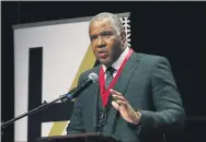  ?? ELISE AMENDOLA — THE ASSOCIATED PRESS FILE ?? Billionair­e businessma­n Robert F. Smith speaks after receiving the W.E.B. Dubois Medal for contributi­ons to black history and culture, during ceremonies at Harvard University in Cambridge, Mass., last year.