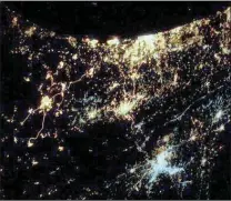  ??  ?? The satellite image of rocket fire and explosions over the Gaza strip last night, taken by a German astronaut.