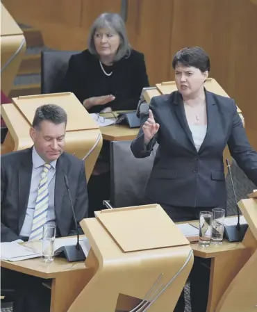  ??  ?? 0 Ruth Davidson wants Scottish ministers to stick to existing regulation­s in key areas