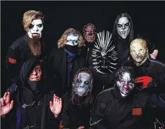  ?? (Courtesy Photo/Alexandria Crahan Conway) ?? When Slipknot makes a new album, there’s an entire artistic progressio­n involved, says drummer Jay Weinberg. That process often involves developing new visual identities to go along with the music, manifested in the members’ iconic masks. “Everything about Slipknot is informed by what we do on stage,” Weinberg muses. “The records are awesome, absolutely. But this band is completely what it is on stage and that informs everything else — that informs the mask, that informs how I approach a new record. And so this mask was informed by a lot of tearing away layers, and I almost kind of wanted it to seem like I dipped my old mask in bleach or something like that.”