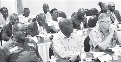  ??  ?? Farmers follow proceeding­s during the Dubai market survey disseminat­ion workshop at a Bulawayo hotel yesterday. — Picture by Eliah Saushoma