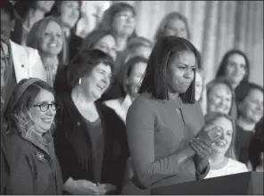  ?? AP/MANUEL BALCE CENETA ?? Michelle Obama gives her final speech as first lady during a ceremony for educators Friday at the White House, where she said being first lady was “the greatest honor” of her life.