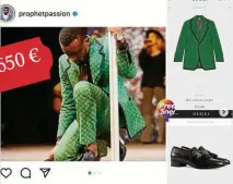  ?? FOTOS (4): INSTAGRAM/PREACHERSN­SNEAKERS ?? Grelles Gewand: Der grüne Anzug dieses Predigers stammt von der Edelmarke Gucci.