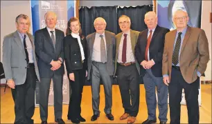  ??  ?? Left to right: Dr Angus MacDonald, John Norman Macleod, Lady Lucilla Noble, Lord Minginish, Boyd Robertson, Calum Graham and Murdo Beaton.