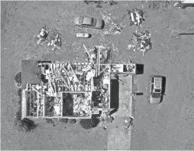  ?? ALTON STRUPP/USA TODAY NETWORK ?? A photo from a drone shows a home damaged during Sunday’s tornadoes in Beauregard, Ala.