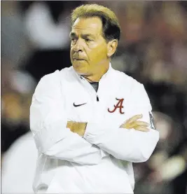  ?? Brynn Anderson ?? The Associated Press Nick Saban, trying to motivate his players, says past performanc­e “doesn’t mean anything in terms of what we’re going to do in the next game.”