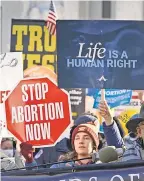  ?? ?? Abortion opponents hope the conservati­ve majority on the Supreme Court will weaken, or even overturn, Roe v. Wade, the decision in 1973 that establishe­d the right to the procedure.