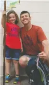  ?? PHOTO BY JOHNSON CITY PRESS ?? Eric Latham, owner of Johnson City Brewing Co., poses with daughter McKenna after talking to her kindergart­en class about his walk for St. Jude.