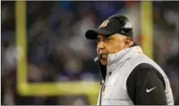  ?? PATRICK SEMANSKY — THE ASSOCIATED PRESS ?? Bengals head coach Marvin Lewis watches from the sidelines during the second half against the Ravens in Baltimore on Sunday.