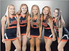  ?? Doug Smith ?? This year’s Lafayette High School competitio­n cheerleade­r seniors include (from left) Kailen Brown, Carrie Jane Purcell, Julianna Harris, Jordyn Meeks and Alexis Keown.