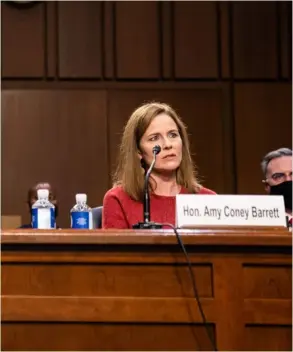  ?? AFP ?? La jueza Amy Coney Barrett declaró ayer, en el segundo día de audiencias, ante el Comité Judicial del Senado estadounid­ense.