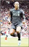  ??  ?? Liverpool’s Georginio Wijnaldum celebrates after scoring his side’s opening goal during the English Premier League soccer match between Sheffield United and Liverpool at Bramall Lane in Sheffield, England on Sept 28.
(AP)