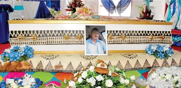  ?? Photo: Arieta Vakasukawa­qa ?? The late Tomasi Bulitavu’s casket at the Apostolic Life Ministry Church along Denarau Road in Nadi on August 9, 2018.