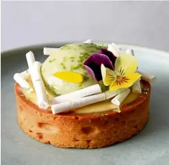  ??  ?? Fresh and filled with herbaceous notes, the basil-lime tart is an instant winner.