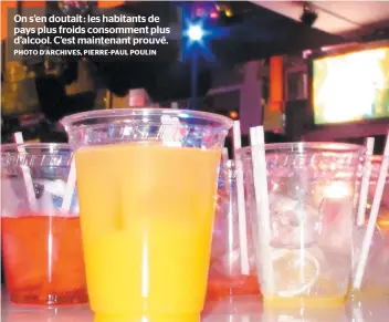  ??  ?? On s’en doutait : les habitants de pays plus froids consomment plus d’alcool. C’est maintenant prouvé.