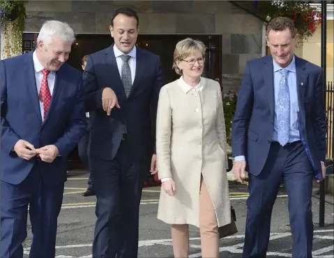  ??  ?? Fergus O Dowd TD, An Taioiseach Leo Varadkar , Mairead McGuinness MEP and Peter Fitzpatric­k TD at a Dundalk Chamber lunch at Carrickdal­e Hotel last Friday.