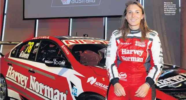  ?? Picture / AAP ?? Simona de Silvestro is the first woman to drive fulltime in the Supercars championsh­ip. BASEBALL CRICKET GOLF