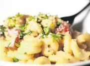  ?? ?? Cavatappi with pancetta and peas from Coolinary and the Parched Pig restaurant in Palm Beach Gardens.