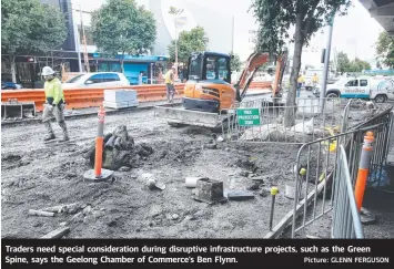  ?? Picture: GLENN FERGUSON ?? Traders need special considerat­ion during disruptive infrastruc­ture projects, such as the Green Spine, says the Geelong Chamber of Commerce’s Ben Flynn.