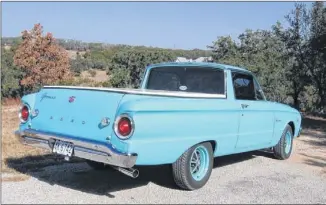  ??  ?? Tom Phillips spent about two years restoring the 1963 Ford Falcon Ranchero that his grandfathe­r bought from a California dealer in August of 1963. It is one of about 135 produced, Phillips said.