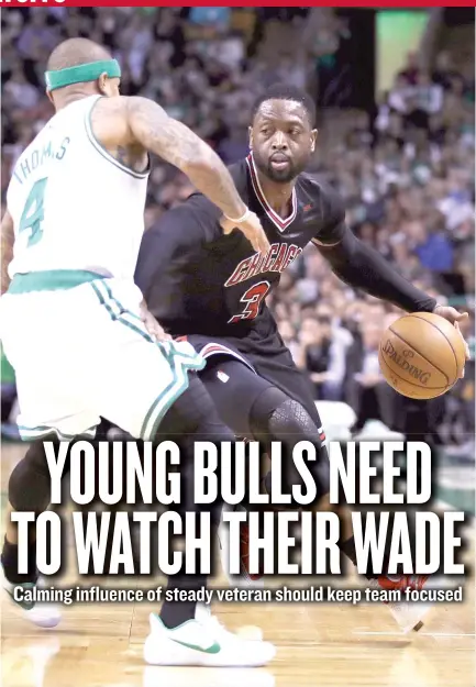  ??  ?? Dwyane Wade had a huge game in Game 5, leading the Bulls with 26 points and adding 11 rebounds and eight assists. | CHARLES KRUPA/ AP