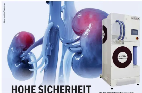  ?? Bild: Intermedt ?? Mit dem ECOMIX Revolution lassen sich Dialysekon­zentrate vollautoma­tisch im Dialysezen­trum herstellen.