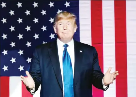  ?? AFP ?? US President Donald Trump arrives for a ‘Keep America Great’ campaign rally in Milwaukee, Wisconsin on Tuesday.