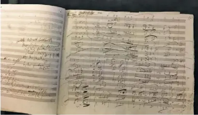  ?? COURTESY OF AL REGNERY ?? A page of the original manuscript by Beethoven of the quartet played by the visiting Americans