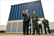  ?? ASSOCIATED PRESS FILE PHOTO ?? President Donald Trump talks with reporters March 13 as he reviews border wall prototypes in San Diego. He is floating the idea of using the military’s budget to pay for his long-promised border wall with Mexico.