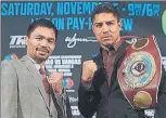  ?? FOTO: AP ?? Pacquiao y Vargas Posan con el cinturón