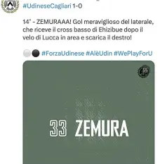  ?? ?? JORDAN Zemura scored his FIRST goal in the Italian Serie A yesterday.