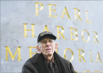  ?? Christian Abraham / Hearst Connecticu­t Media ?? U.S. Navy veteran Floyd Welch attends the Pearl Harbor Memorial Park Dedication Ceremony on Dec. 6, 2018, in New Haven. Welch, one of the last survivors of the battle of Pearl Harbor, died at his home in East Lyme on Monday. Welch was serving aboard the USS Maryland on Dec. 7, 1941, when the U.S. fleet came under attack by Japan.