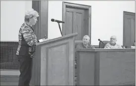  ?? Kevin Myrick /
Standard Journal ?? Cedartown/Polk County Humane Society president Charlotte Harrison speaks to the Rockmart City Council on Feb. 14.