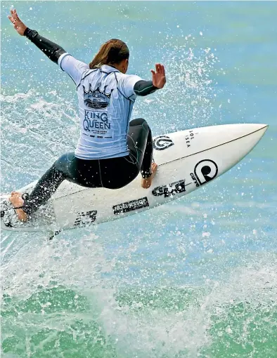  ??  ?? Taranaki’s Paige Hareb is riding high into a new surfing year and looking to land her first open national title.