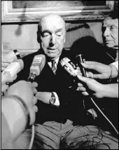  ?? Laurent Rebours The Associated Press ?? Pablo Neruda, poet and Chilean ambassador to France, talking with reporters Oct. 21 1971, in Paris after being named the winner of the 1971 Nobel Prize for Literature.