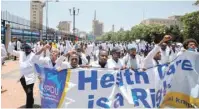  ?? — Reuters file photo ?? Medical practition­ers participat­e in a demonstrat­ion against the govt’s failure to hire trainee doctors in Nairobi.