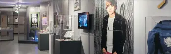 ?? HANNAH YOON/THE CANADIAN PRESS ?? The Justin Bieber exhibit in Stratford, Ont., displays an assortment of the singer’s Teen Choice Awards’ surfboards, running shoes, star-studded photograph­s and personal letters.