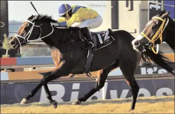  ??  ?? YAKEEN, ridden by Muzi Yeni, won the Jubilee Handicap at Turffontei­n yesterday from Tilbury Fort, Arctica and Social Order.