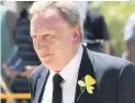  ??  ?? ■ Cardiff City manager Neil Warnock at yesterday’s funeral