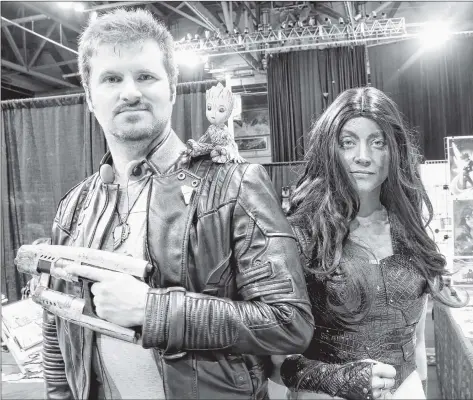  ??  ?? Playing the role of Star-Lord and Gamora from Guardians of the Galaxy were Simon Squire and Alana Coolen, who travelled from Halifax to cosplay at the fourth annual CaperCon.