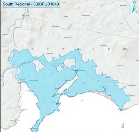  ??  ?? Map of the area served by the South Regional water supply.