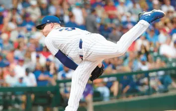 ?? STACEY WESCOTT/CHICAGO TRIBUNE ?? Cubs starting pitcher Jordan Wicks delivers against the White Sox in the first inning of the teams’ Cactus League opener Friday.