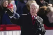  ?? MORRY GASH — THE ASSOCIATED PRESS FILE ?? Sen. Ron Johnson, R-Wis., speaks before President Donald Trump at a 2020 campaign rally in Green Bay. He defeated Democratic Sen. Russ Feingold in 20120and won another term in 2016.