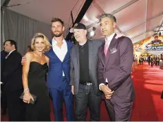  ??  ?? (Left-Right) Elsa Pataky, Chris Helmsworth, President of Marvel Studios Kevin Feige and director Taika Waititi attend the World Premiere of ‘Thor: Ragnarok’ in Los Angeles, California. — Reuters photo