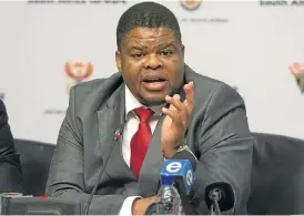  ?? /Trevor Samson ?? Transforma­tion push: Former state security minister David Mahlobo speaks at a briefing in Parliament in September. He was appointed new energy minister in Tuesday’s cabinet reshuffle.