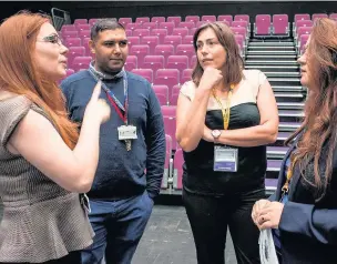  ??  ?? Pictured from left to right are organisers Kelly Harris and Yasser Arif of Loughborou­gh College, Rachel Morris of British Gypsum and Anje Conradie of Loughborou­gh University.