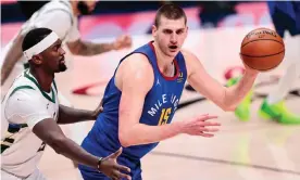  ??  ?? Nikola Jokic’s ability to score, pass and rebound is a huge asset for the Denver Nuggets. Photograph: Isaiah J Downing/USA Today Sports