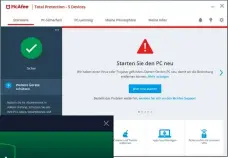  ??  ?? Schlecht kommunizie­rt: McAfee klärt nicht, ob der PC nun sicher ist oder nicht.