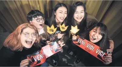  ?? Picture / Jason Oxenham ?? G-Dragon fans, from left, Catalina Nunez Elevancini, Yuki Zhang, Sherry Ning, Vivian Woo and Pei Fen. Kiwi fans are planning to give him a birthday surprise.