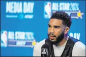  ?? Michael Conroy
The Associated Press ?? Celtics forward Jayson Tatum said he probably won’t match the All-star Game record of 55 points he scored last year, when defense was an afterthoug­ht and ratings were low.